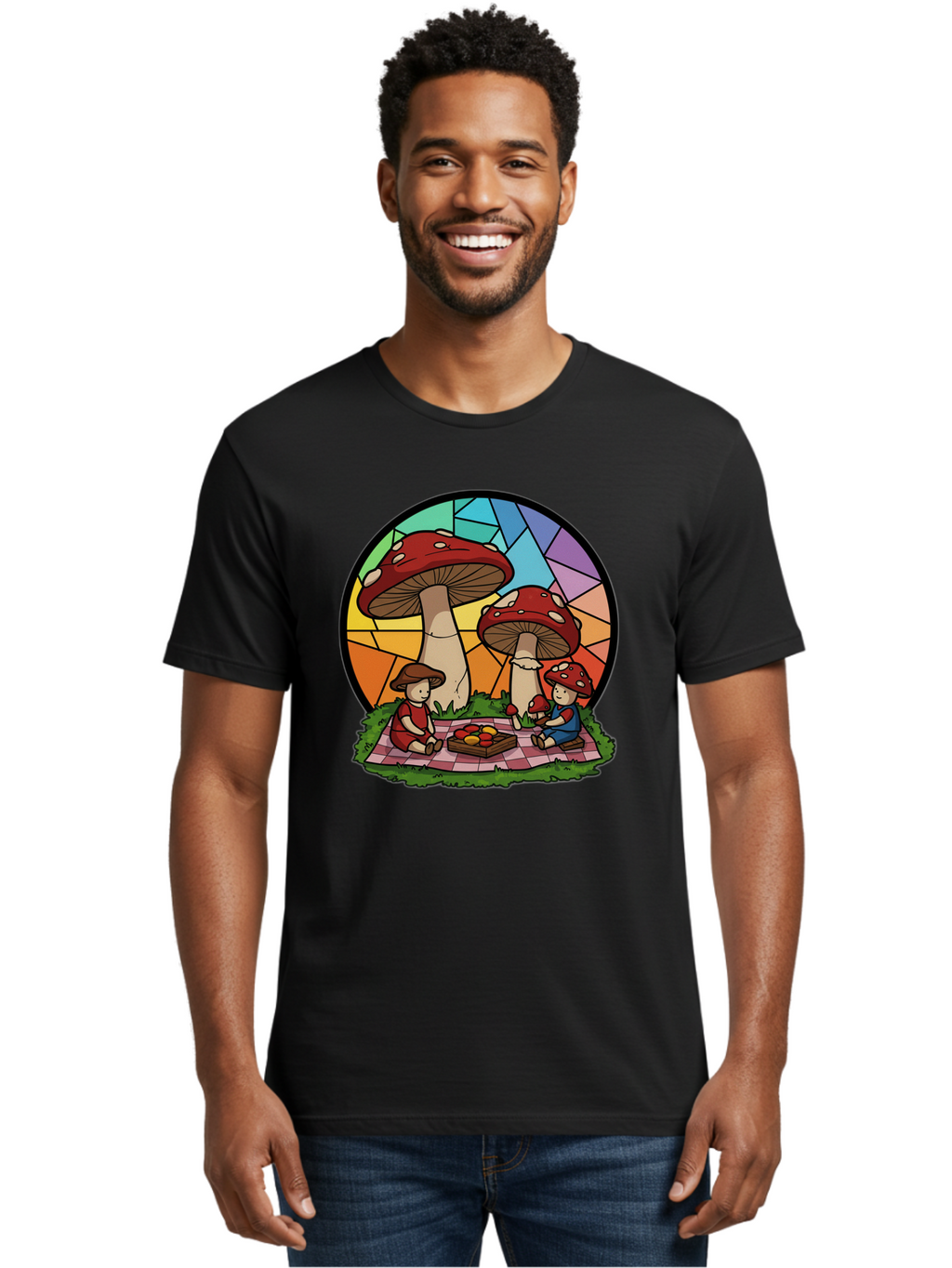 Mushroom-Children-Picnic Men'S Graphic Tee, 100% Cotton, Comfortable Casual Summer Wear, Machine Washable, Vintage Camera, Old Camera, Antique Camera, Black Camera, Classic Photography, Photography Equipment, Nostalgic Device, Film Camera, Bam960