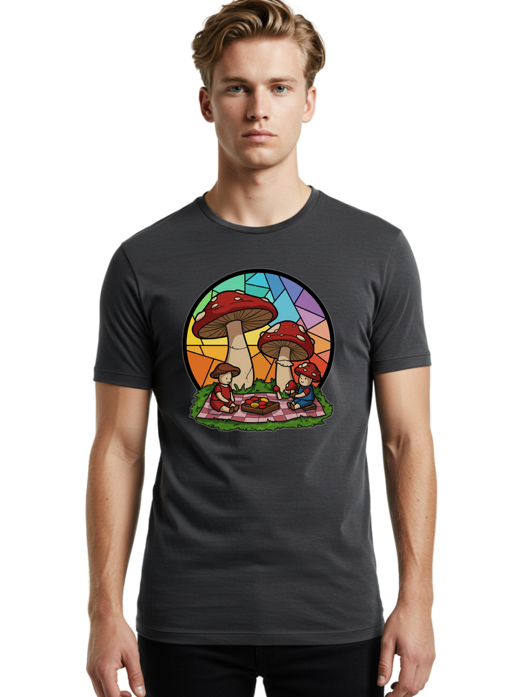 Mushroom-Children-Picnic Men'S Graphic Tee, 100% Cotton, Comfortable Casual Summer Wear, Machine Washable, Vintage Camera, Old Camera, Antique Camera, Black Camera, Classic Photography, Photography Equipment, Nostalgic Device, Film Camera, Bam960