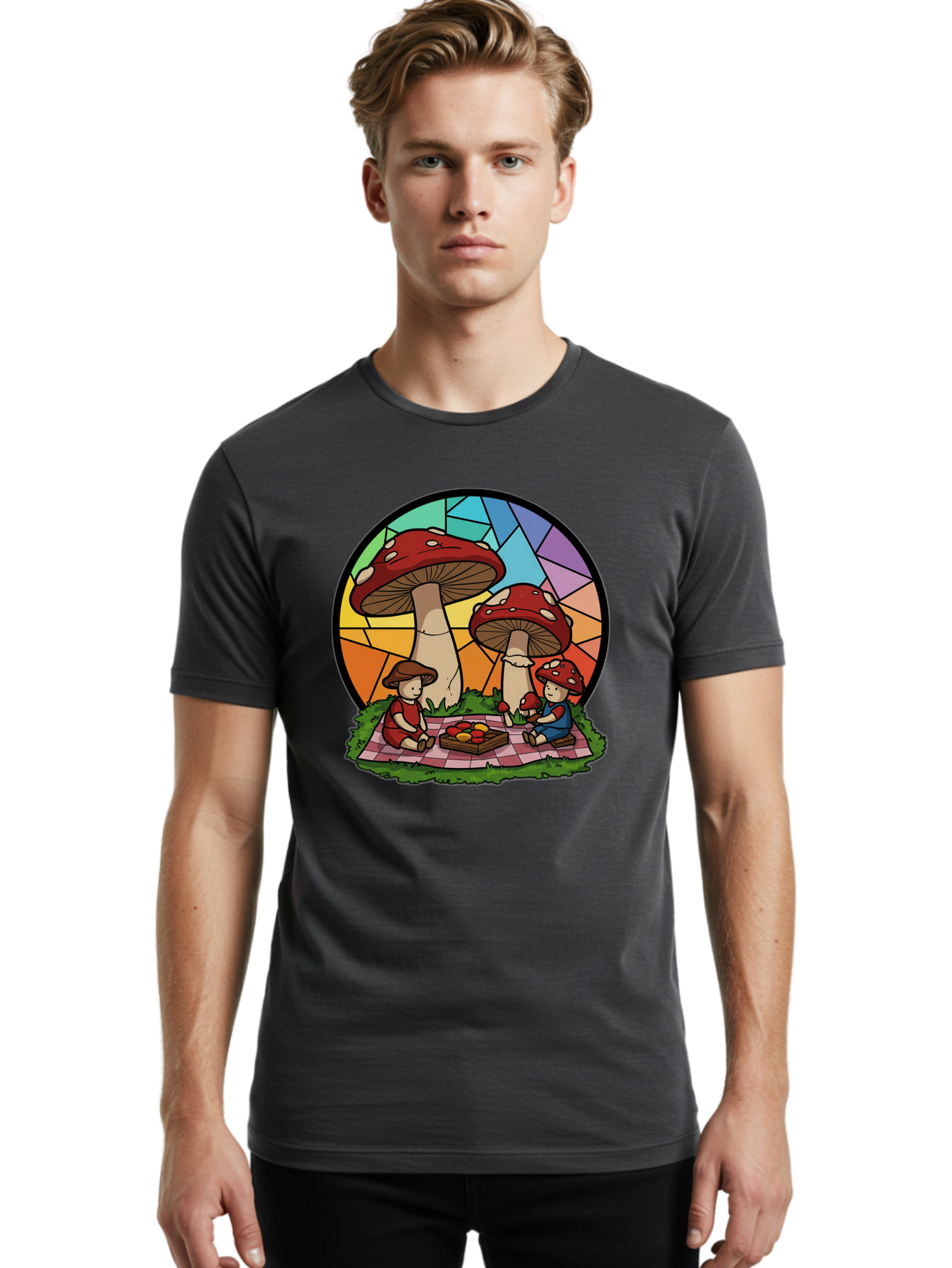 Mushroom-Children-Picnic Men'S Graphic Tee, 100% Cotton, Comfortable Casual Summer Wear, Machine Washable, Vintage Camera, Old Camera, Antique Camera, Black Camera, Classic Photography, Photography Equipment, Nostalgic Device, Film Camera, Bam960