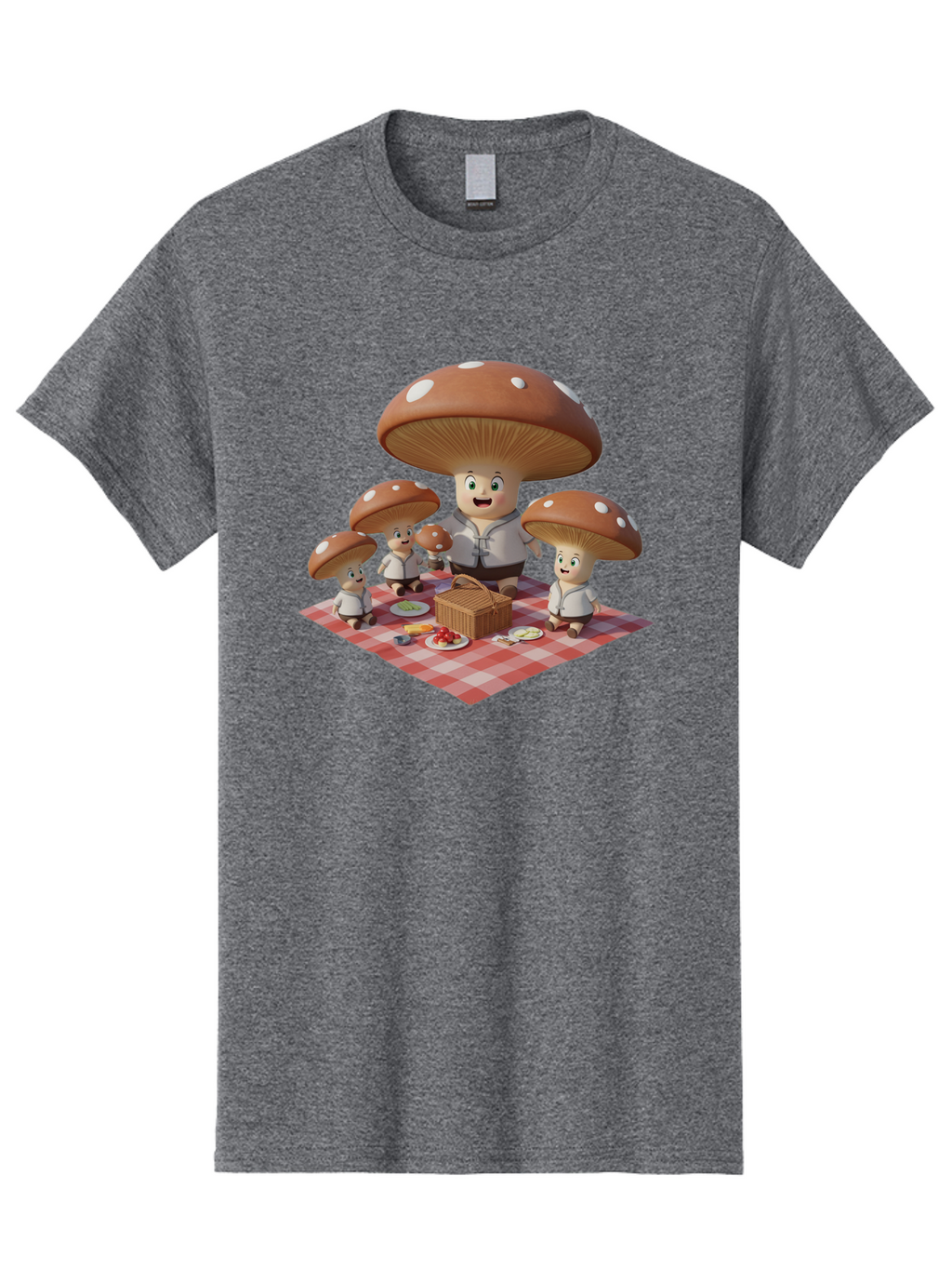 Mushroom-Family-Picnic-1 Men'S Graphic Tee, 100% Cotton, Comfortable Casual Summer Wear, Machine Washable, Vintage Camera, Old Camera, Antique Camera, Black Camera, Classic Photography, Photography Equipment, Nostalgic Device, Film Camera, Bam961