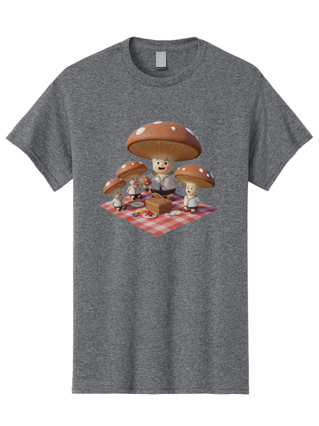 Mushroom-Family-Picnic-1 Men'S Graphic Tee, 100% Cotton, Comfortable Casual Summer Wear, Machine Washable, Vintage Camera, Old Camera, Antique Camera, Black Camera, Classic Photography, Photography Equipment, Nostalgic Device, Film Camera, Bam961