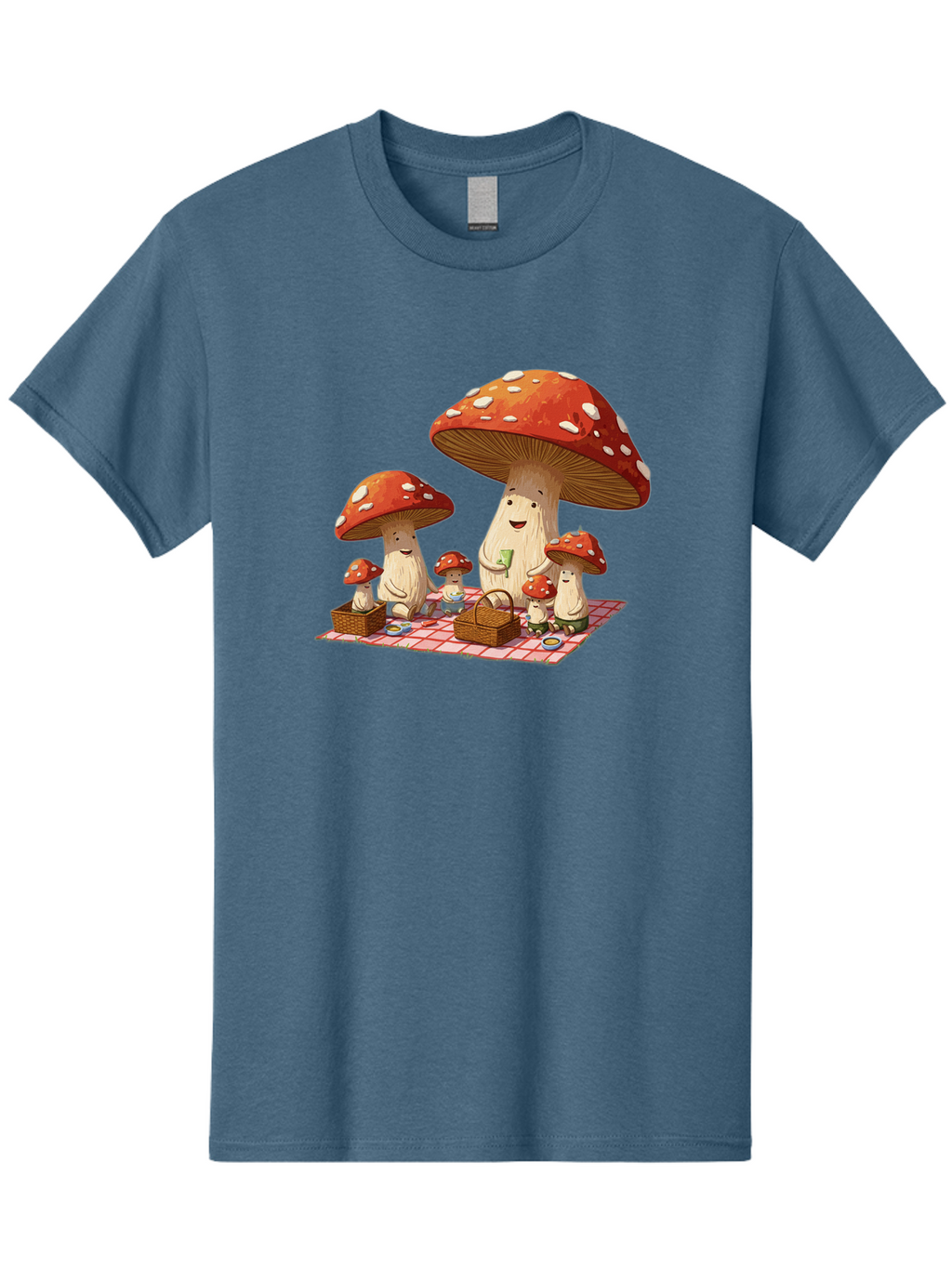 Mushroom-Family-Picnic-2 Men'S Graphic Tee, 100% Cotton, Comfortable Casual Summer Wear, Machine Washable, Vintage Camera, Old Camera, Antique Camera, Black Camera, Classic Photography, Photography Equipment, Nostalgic Device, Film Camera, Bam962