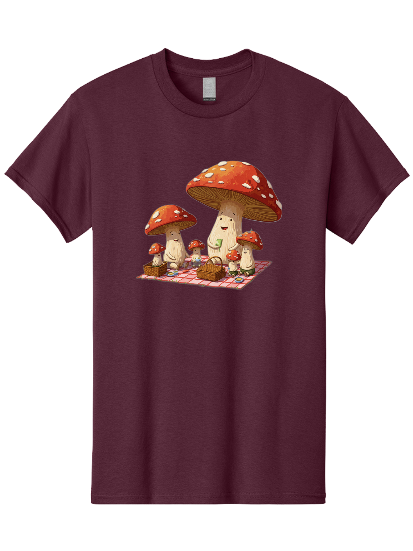 Mushroom-Family-Picnic-2 Men'S Graphic Tee, 100% Cotton, Comfortable Casual Summer Wear, Machine Washable, Vintage Camera, Old Camera, Antique Camera, Black Camera, Classic Photography, Photography Equipment, Nostalgic Device, Film Camera, Bam962