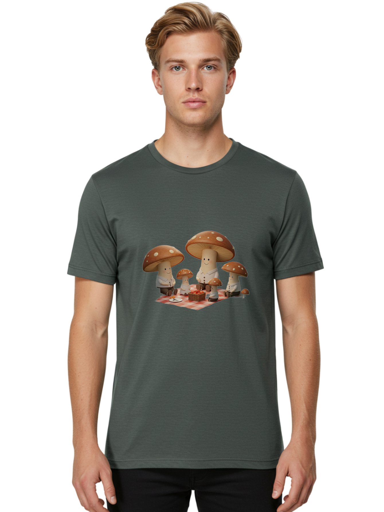 Mushroom-Family-Picnic Men'S Graphic Tee, 100% Cotton, Comfortable Casual Summer Wear, Machine Washable, Vintage Camera, Old Camera, Antique Camera, Black Camera, Classic Photography, Photography Equipment, Nostalgic Device, Film Camera, Bam963