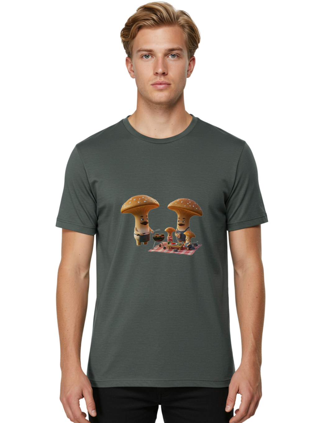 Mushroom-People-Picnic Men'S Graphic Tee, 100% Cotton, Comfortable Casual Summer Wear, Machine Washable, Vintage Camera, Old Camera, Antique Camera, Black Camera, Classic Photography, Photography Equipment, Nostalgic Device, Film Camera, Bam966