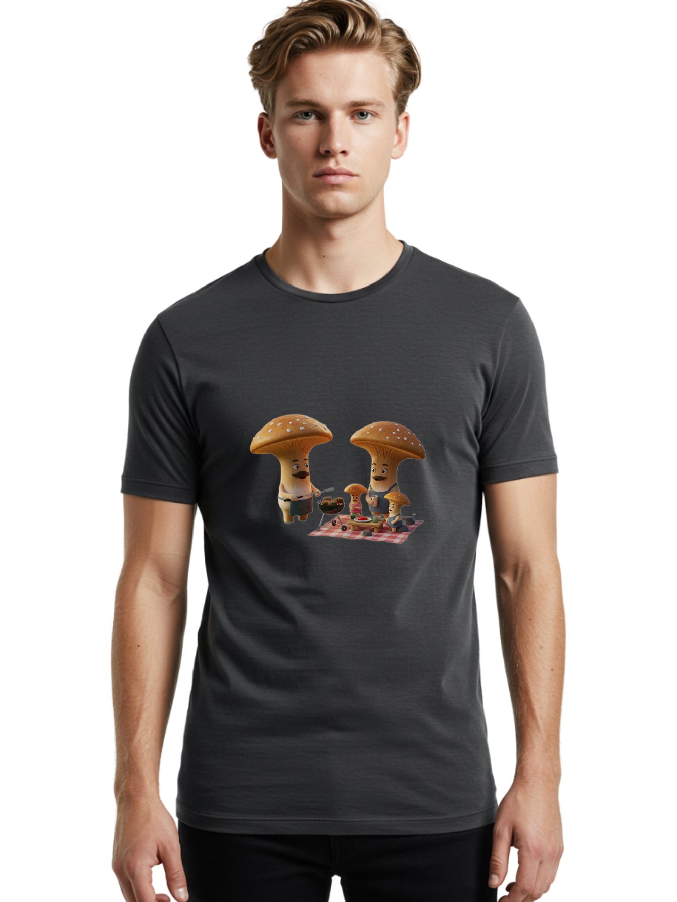 Mushroom-People-Picnic Men'S Graphic Tee, 100% Cotton, Comfortable Casual Summer Wear, Machine Washable, Vintage Camera, Old Camera, Antique Camera, Black Camera, Classic Photography, Photography Equipment, Nostalgic Device, Film Camera, Bam966