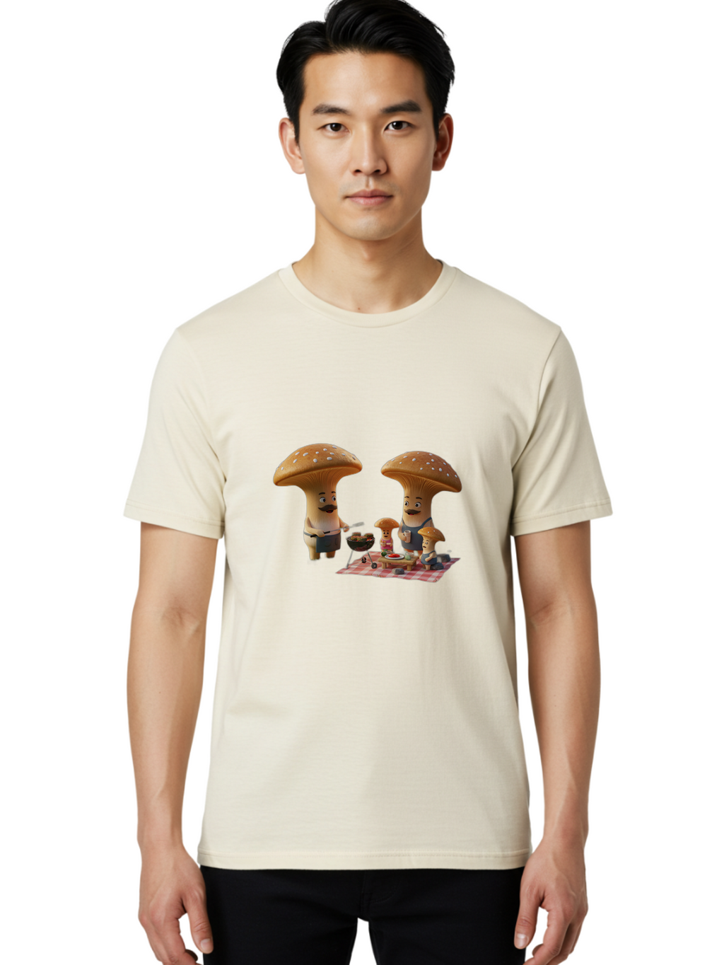 Mushroom-People-Picnic Men'S Graphic Tee, 100% Cotton, Comfortable Casual Summer Wear, Machine Washable, Vintage Camera, Old Camera, Antique Camera, Black Camera, Classic Photography, Photography Equipment, Nostalgic Device, Film Camera, Bam966