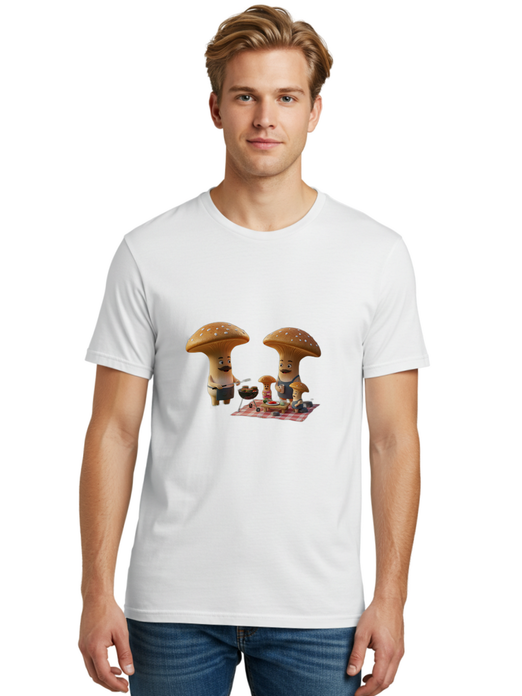 Mushroom-People-Picnic Men'S Graphic Tee, 100% Cotton, Comfortable Casual Summer Wear, Machine Washable, Vintage Camera, Old Camera, Antique Camera, Black Camera, Classic Photography, Photography Equipment, Nostalgic Device, Film Camera, Bam966