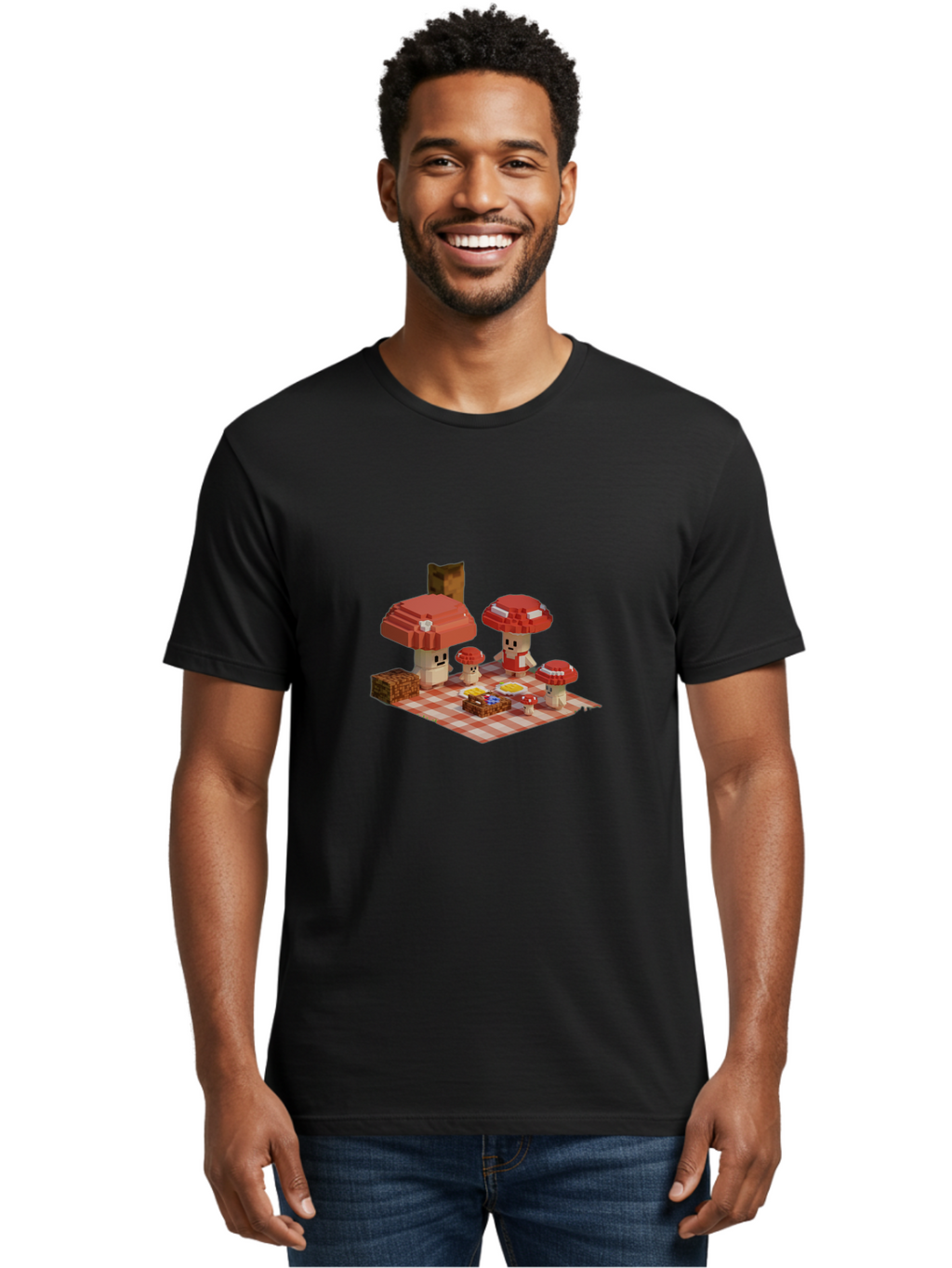 Mushroom-Picnic Men'S Graphic Tee, 100% Cotton, Comfortable Casual Summer Wear, Machine Washable, Vintage Camera, Old Camera, Antique Camera, Black Camera, Classic Photography, Photography Equipment, Nostalgic Device, Film Camera, Camera Art Bam967