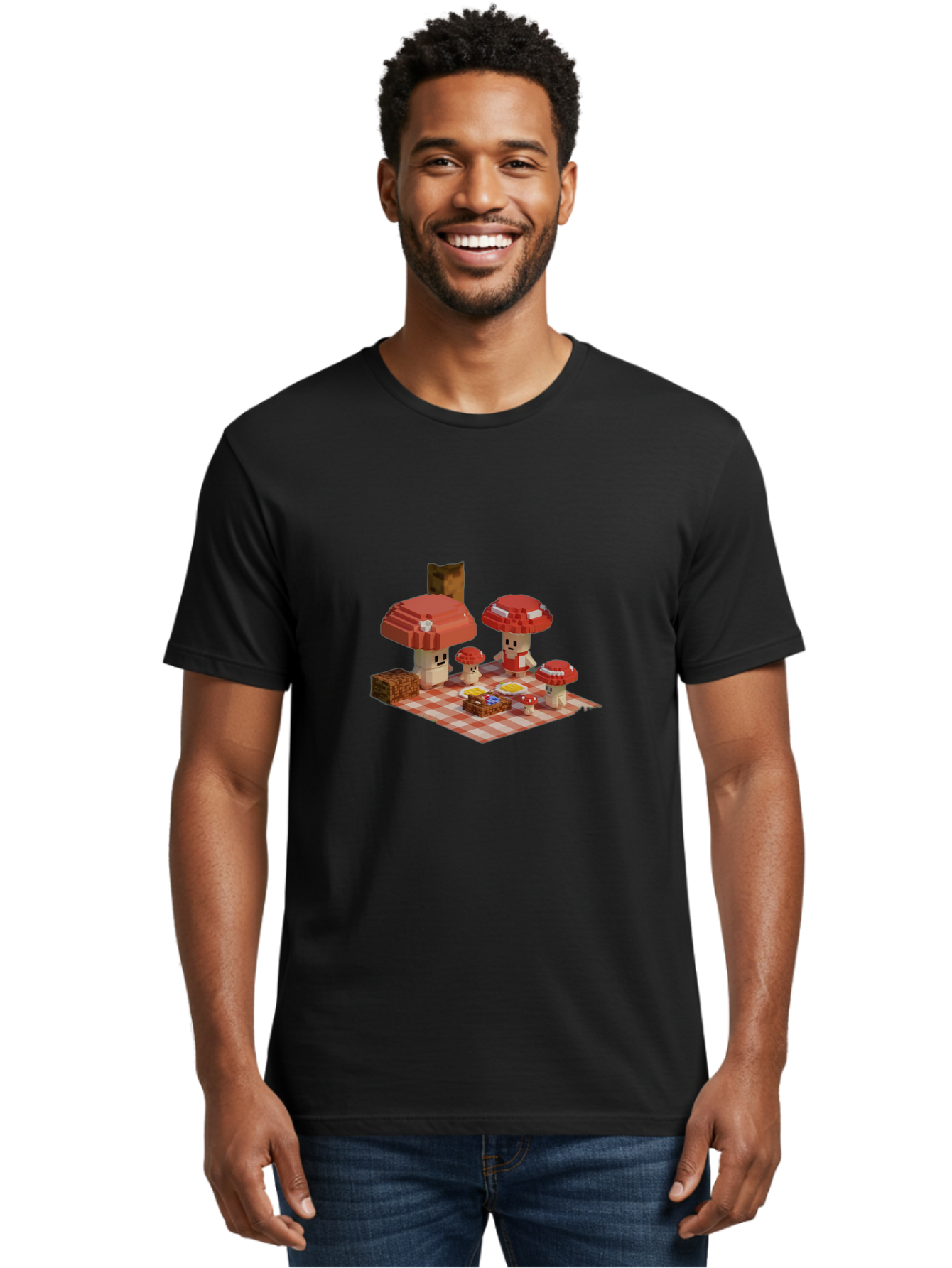 Mushroom-Picnic Men'S Graphic Tee, 100% Cotton, Comfortable Casual Summer Wear, Machine Washable, Vintage Camera, Old Camera, Antique Camera, Black Camera, Classic Photography, Photography Equipment, Nostalgic Device, Film Camera, Camera Art Bam967
