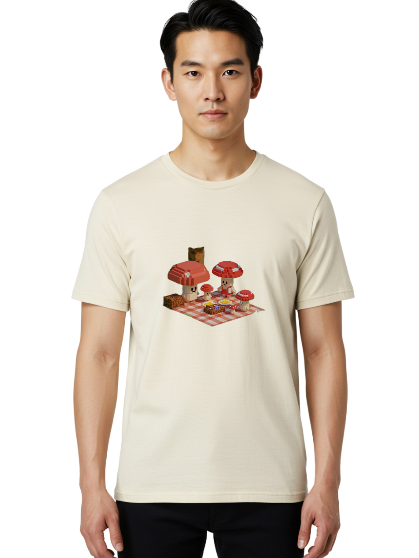 Mushroom-Picnic Men'S Graphic Tee, 100% Cotton, Comfortable Casual Summer Wear, Machine Washable, Vintage Camera, Old Camera, Antique Camera, Black Camera, Classic Photography, Photography Equipment, Nostalgic Device, Film Camera, Camera Art Bam967