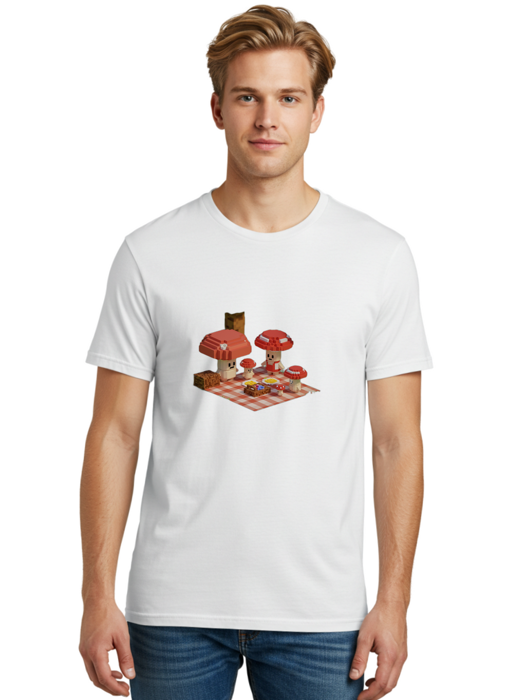 Mushroom-Picnic Men'S Graphic Tee, 100% Cotton, Comfortable Casual Summer Wear, Machine Washable, Vintage Camera, Old Camera, Antique Camera, Black Camera, Classic Photography, Photography Equipment, Nostalgic Device, Film Camera, Camera Art Bam967