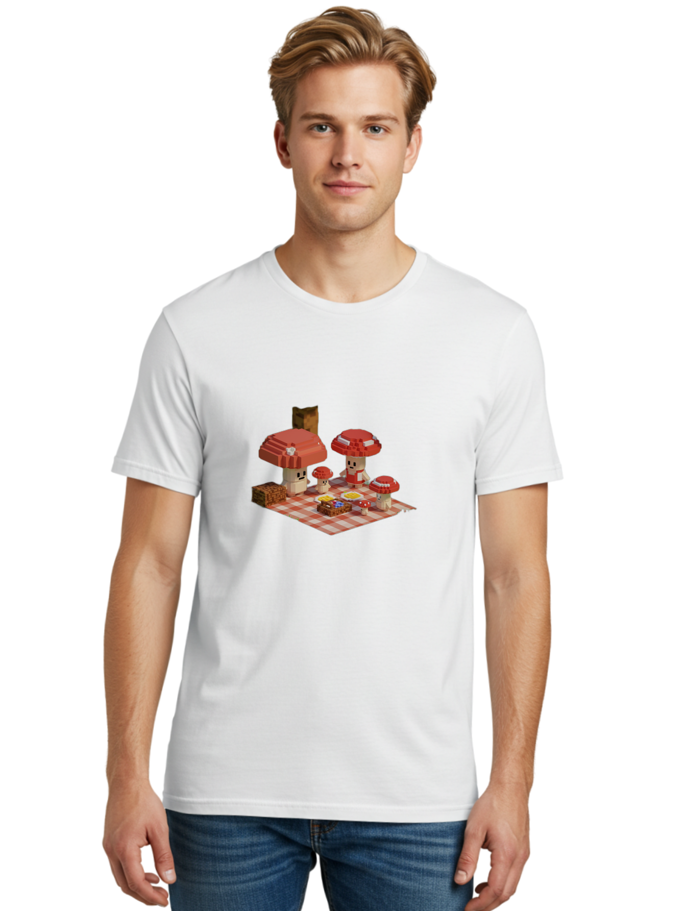 Mushroom-Picnic Men'S Graphic Tee, 100% Cotton, Comfortable Casual Summer Wear, Machine Washable, Vintage Camera, Old Camera, Antique Camera, Black Camera, Classic Photography, Photography Equipment, Nostalgic Device, Film Camera, Camera Art Bam967