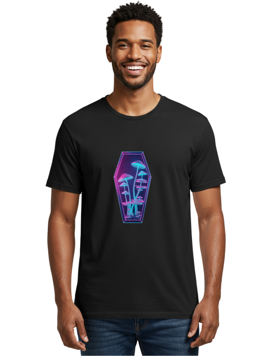 Mushrooms-In-Coffin-1 Men'S Graphic Tee, 100% Cotton, Comfortable Casual Summer Wear, Machine Washable, Vintage Camera, Old Camera, Antique Camera, Black Camera, Classic Photography, Photography Equipment, Nostalgic Device, Film Camera, Bam970