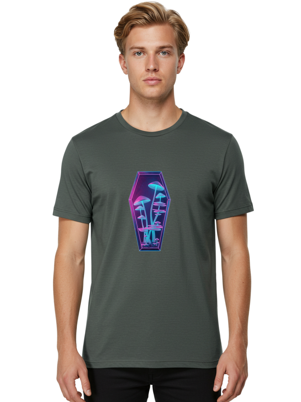 Mushrooms-In-Coffin-1 Men'S Graphic Tee, 100% Cotton, Comfortable Casual Summer Wear, Machine Washable, Vintage Camera, Old Camera, Antique Camera, Black Camera, Classic Photography, Photography Equipment, Nostalgic Device, Film Camera, Bam970