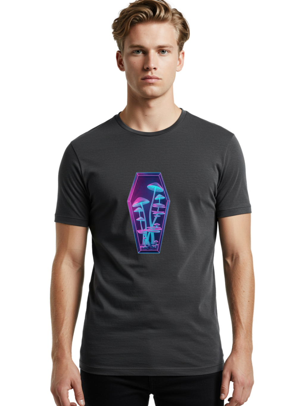 Mushrooms-In-Coffin-1 Men'S Graphic Tee, 100% Cotton, Comfortable Casual Summer Wear, Machine Washable, Vintage Camera, Old Camera, Antique Camera, Black Camera, Classic Photography, Photography Equipment, Nostalgic Device, Film Camera, Bam970