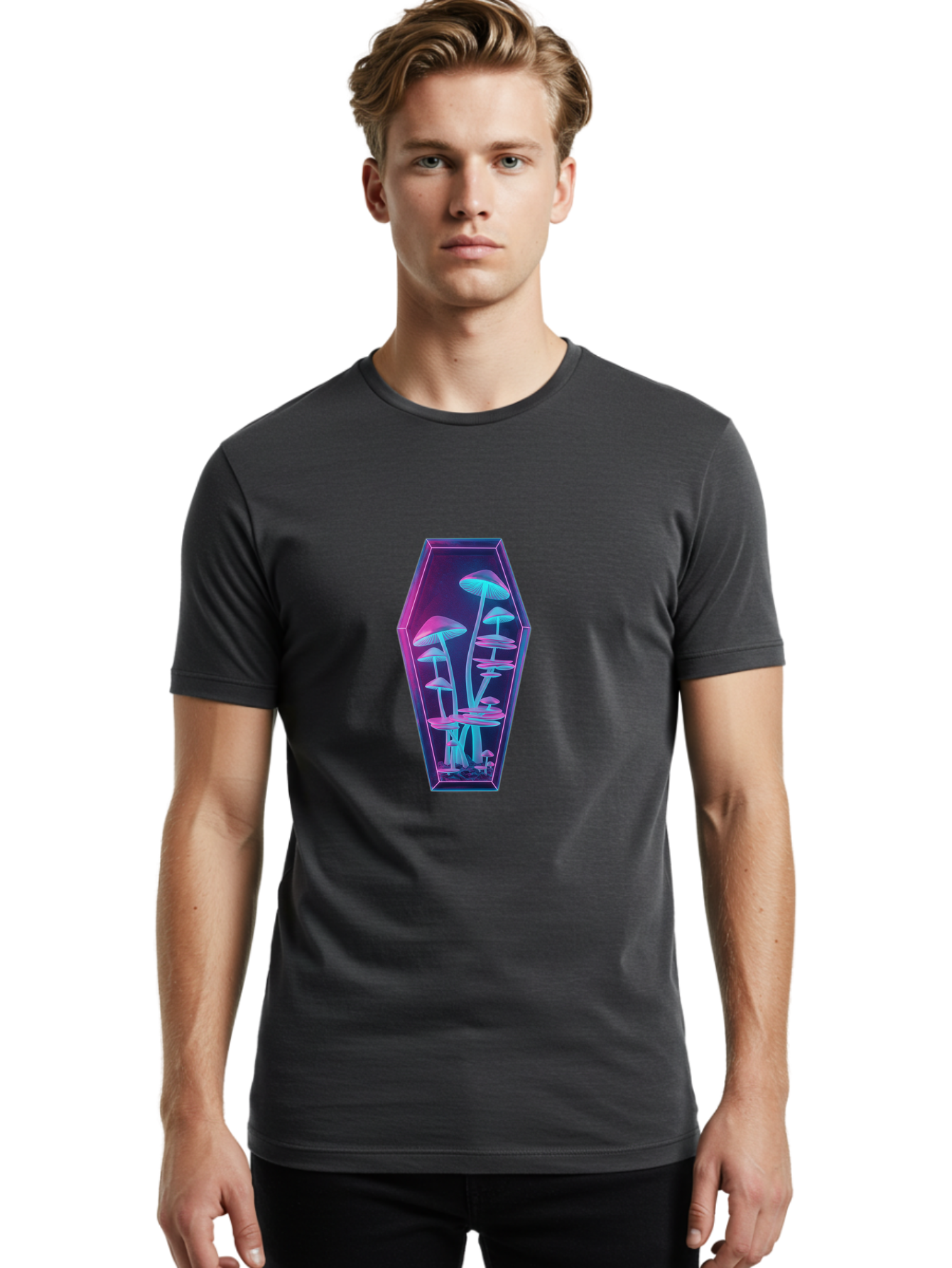 Mushrooms-In-Coffin-1 Men'S Graphic Tee, 100% Cotton, Comfortable Casual Summer Wear, Machine Washable, Vintage Camera, Old Camera, Antique Camera, Black Camera, Classic Photography, Photography Equipment, Nostalgic Device, Film Camera, Bam970