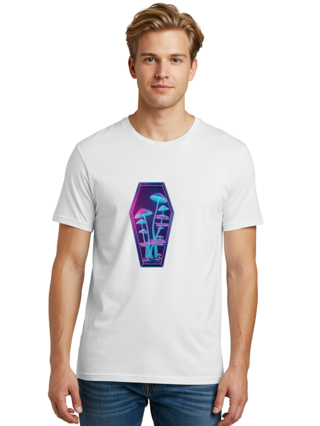 Mushrooms-In-Coffin-1 Men'S Graphic Tee, 100% Cotton, Comfortable Casual Summer Wear, Machine Washable, Vintage Camera, Old Camera, Antique Camera, Black Camera, Classic Photography, Photography Equipment, Nostalgic Device, Film Camera, Bam970
