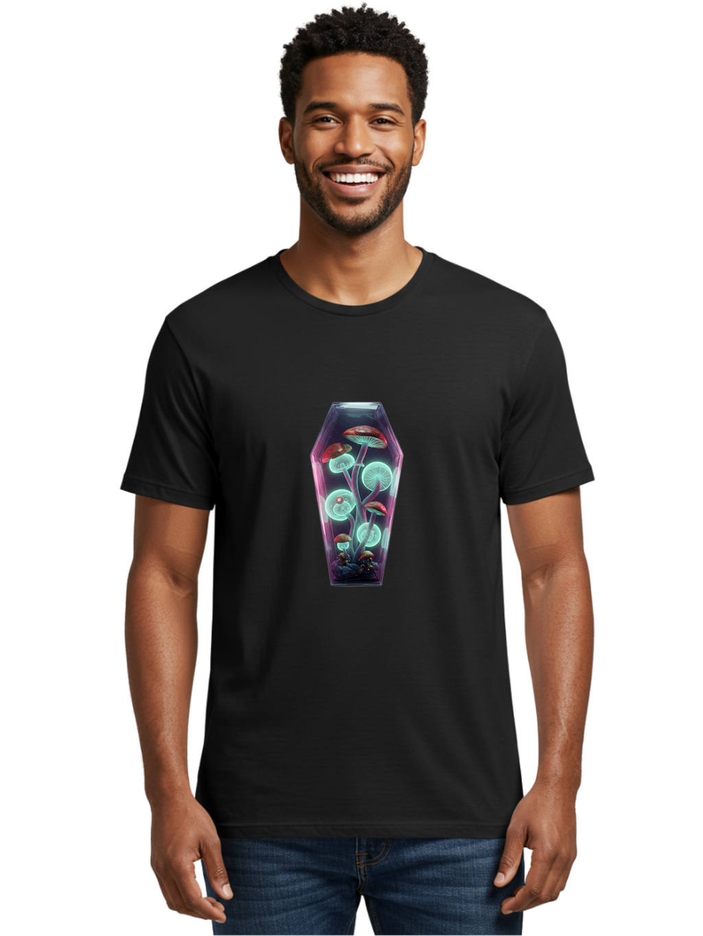 Mushrooms-In-Coffin-2 Men'S Graphic Tee, 100% Cotton, Comfortable Casual Summer Wear, Machine Washable, Vintage Camera, Old Camera, Antique Camera, Black Camera, Classic Photography, Photography Equipment, Nostalgic Device, Film Camera, Bam971