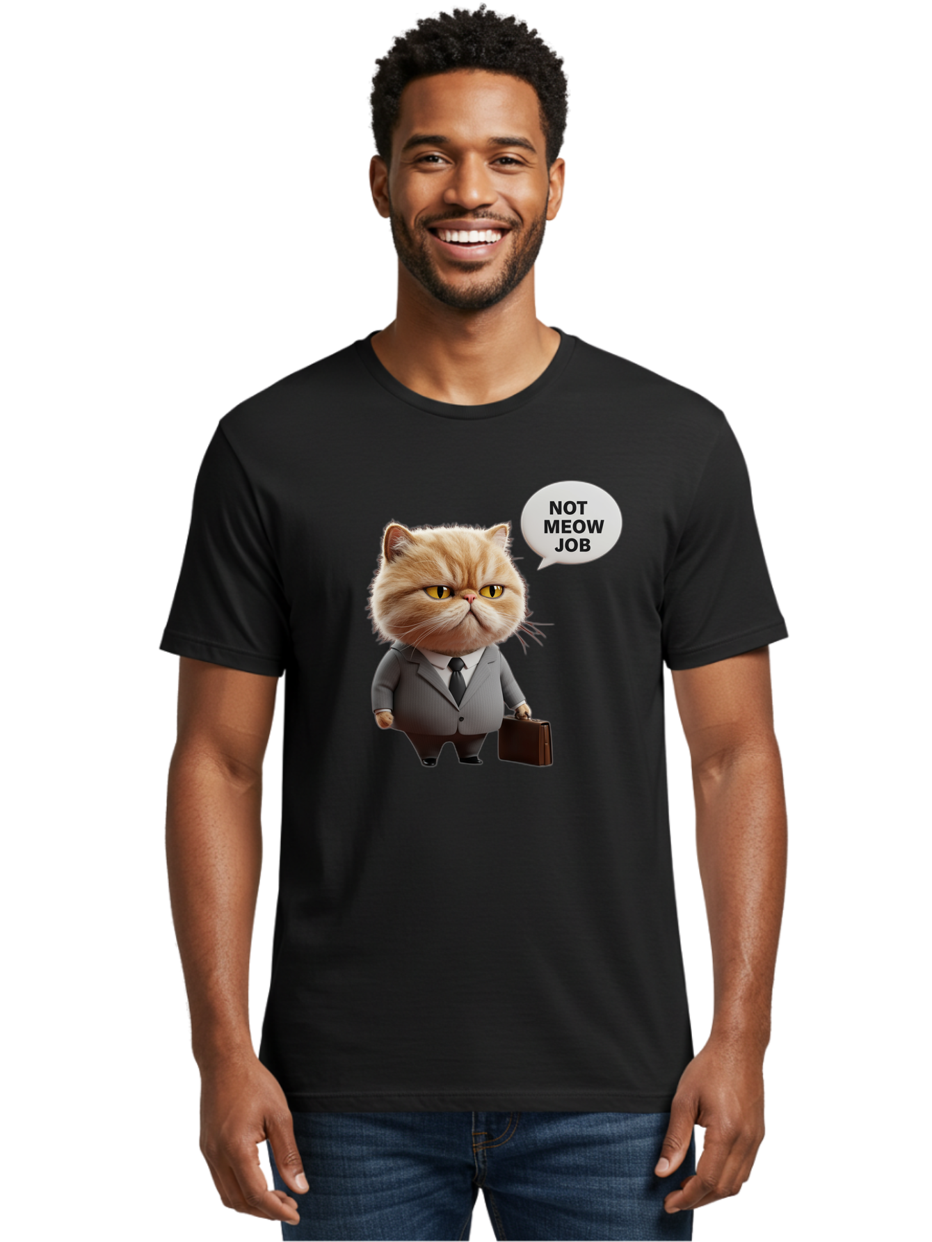 Not-Meow-Job-1 Men'S Graphic Tee, 100% Cotton, Comfortable Casual Summer Wear, Machine Washable, Vintage Camera, Old Camera, Antique Camera, Black Camera, Classic Photography, Photography Equipment, Nostalgic Device, Film Camera, Camera Art Bam986