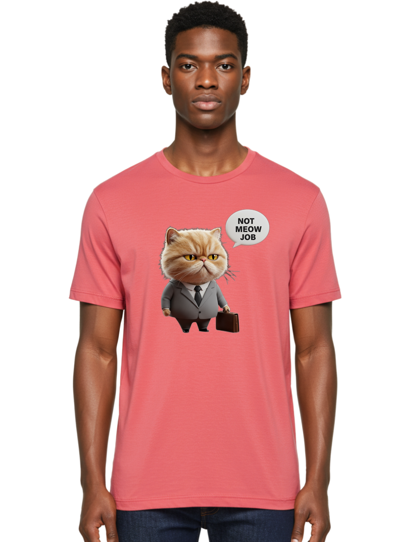 Not-Meow-Job-1 Men'S Graphic Tee, 100% Cotton, Comfortable Casual Summer Wear, Machine Washable, Vintage Camera, Old Camera, Antique Camera, Black Camera, Classic Photography, Photography Equipment, Nostalgic Device, Film Camera, Camera Art Bam986