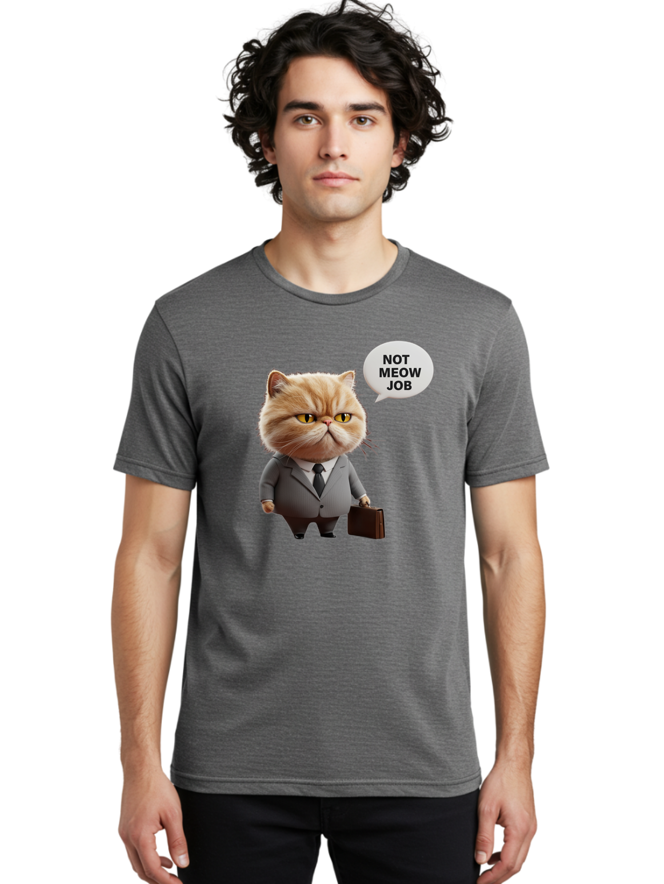 Not-Meow-Job-1 Men'S Graphic Tee, 100% Cotton, Comfortable Casual Summer Wear, Machine Washable, Vintage Camera, Old Camera, Antique Camera, Black Camera, Classic Photography, Photography Equipment, Nostalgic Device, Film Camera, Camera Art Bam986