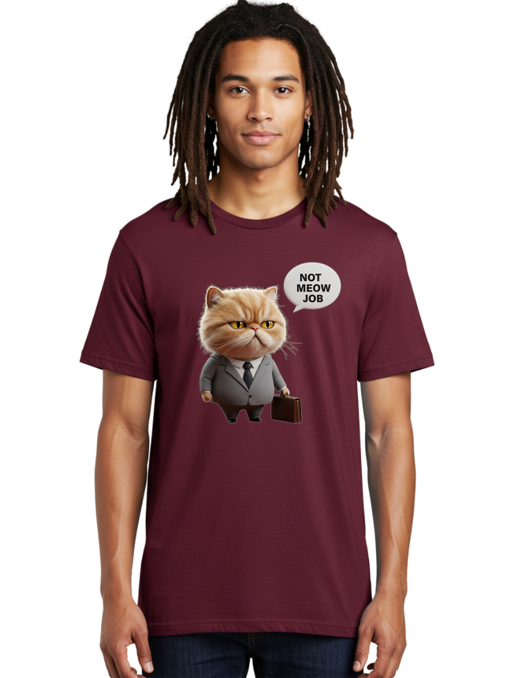 Not-Meow-Job-1 Men'S Graphic Tee, 100% Cotton, Comfortable Casual Summer Wear, Machine Washable, Vintage Camera, Old Camera, Antique Camera, Black Camera, Classic Photography, Photography Equipment, Nostalgic Device, Film Camera, Camera Art Bam986