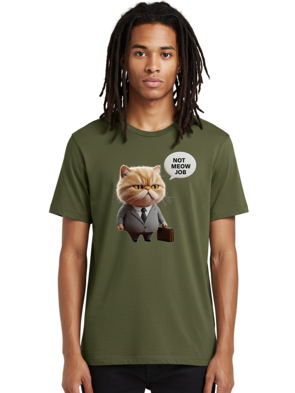 Not-Meow-Job-1 Men'S Graphic Tee, 100% Cotton, Comfortable Casual Summer Wear, Machine Washable, Vintage Camera, Old Camera, Antique Camera, Black Camera, Classic Photography, Photography Equipment, Nostalgic Device, Film Camera, Camera Art Bam986