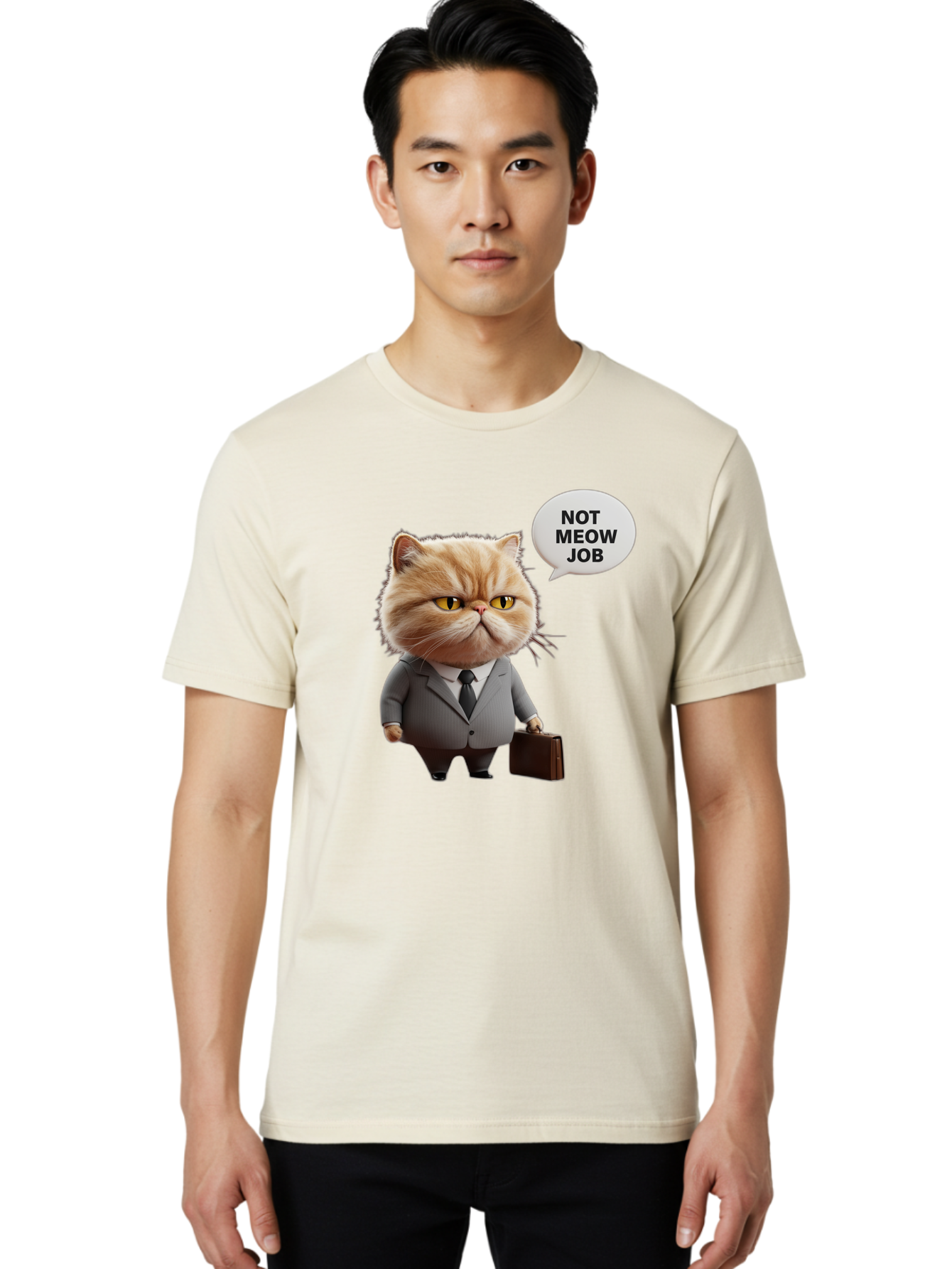 Not-Meow-Job-1 Men'S Graphic Tee, 100% Cotton, Comfortable Casual Summer Wear, Machine Washable, Vintage Camera, Old Camera, Antique Camera, Black Camera, Classic Photography, Photography Equipment, Nostalgic Device, Film Camera, Camera Art Bam986
