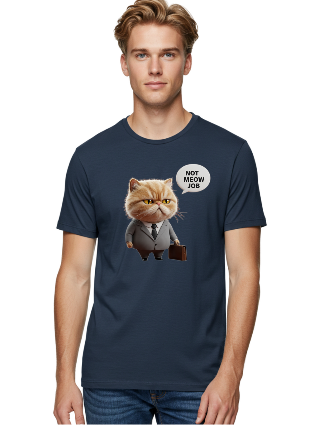 Not-Meow-Job-1 Men'S Graphic Tee, 100% Cotton, Comfortable Casual Summer Wear, Machine Washable, Vintage Camera, Old Camera, Antique Camera, Black Camera, Classic Photography, Photography Equipment, Nostalgic Device, Film Camera, Camera Art Bam986