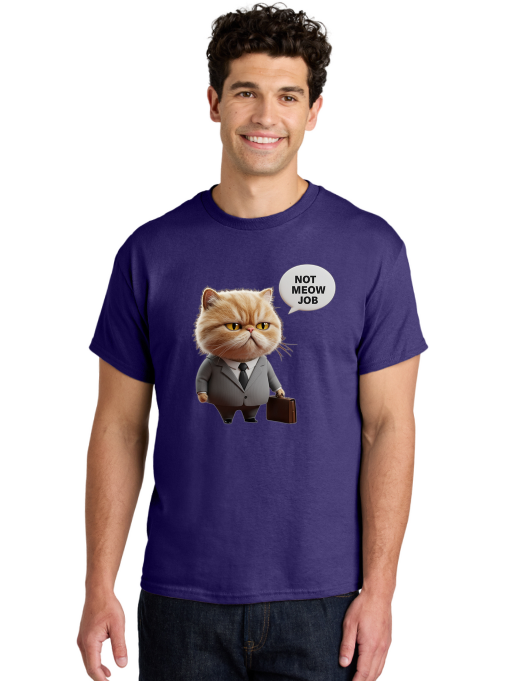 Not-Meow-Job-1 Men'S Graphic Tee, 100% Cotton, Comfortable Casual Summer Wear, Machine Washable, Vintage Camera, Old Camera, Antique Camera, Black Camera, Classic Photography, Photography Equipment, Nostalgic Device, Film Camera, Camera Art Bam986