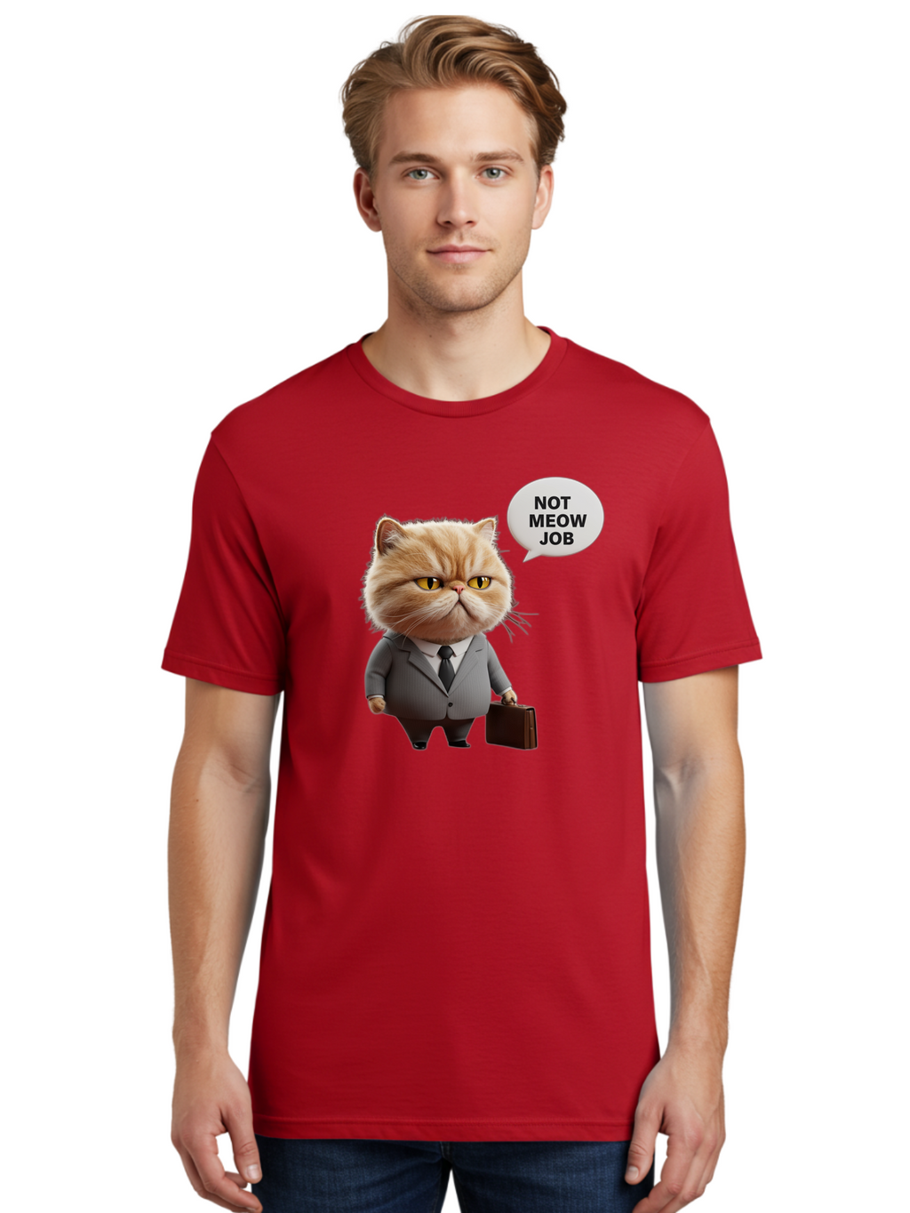 Not-Meow-Job-1 Men'S Graphic Tee, 100% Cotton, Comfortable Casual Summer Wear, Machine Washable, Vintage Camera, Old Camera, Antique Camera, Black Camera, Classic Photography, Photography Equipment, Nostalgic Device, Film Camera, Camera Art Bam986