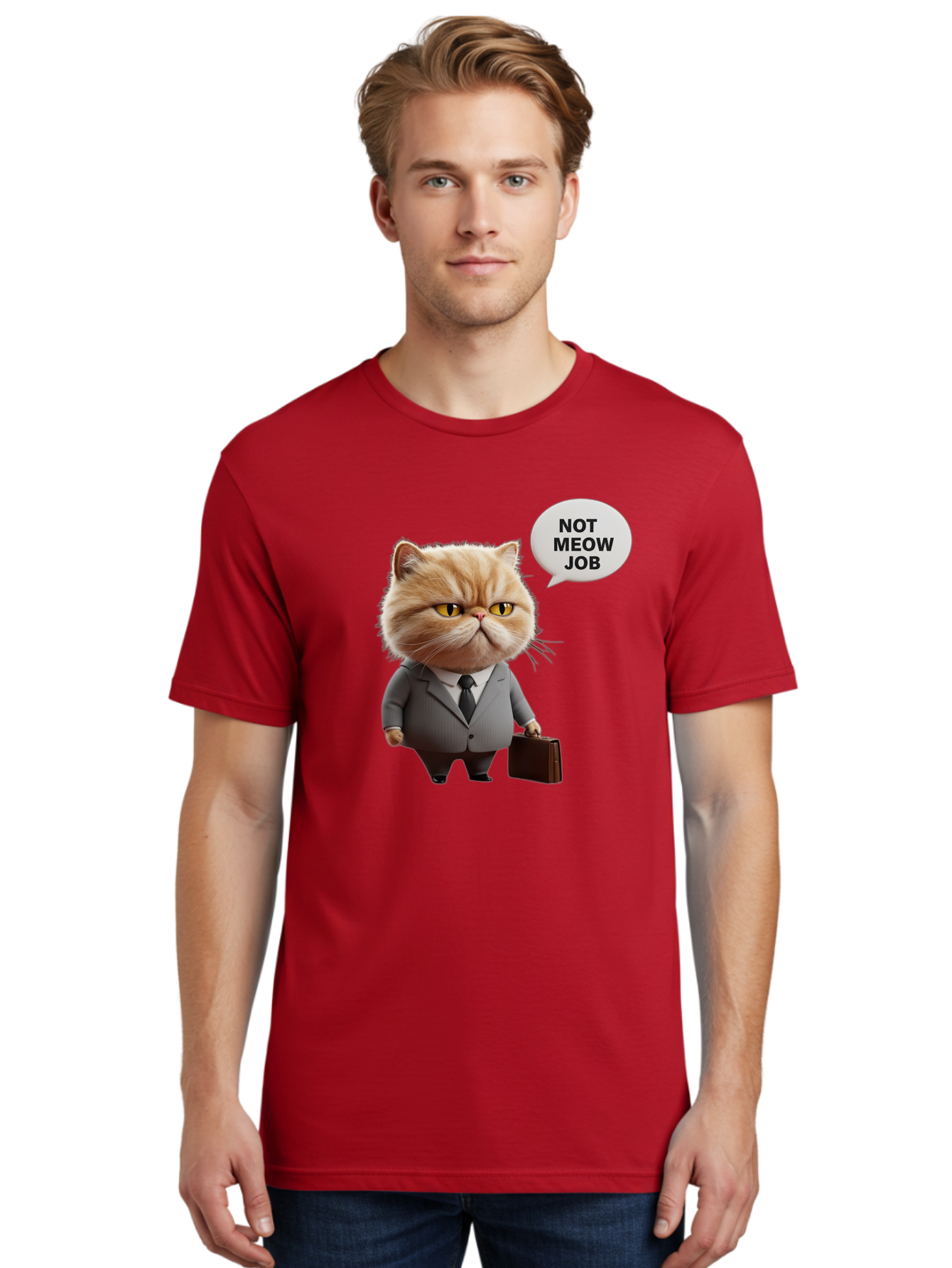 Not-Meow-Job-1 Men'S Graphic Tee, 100% Cotton, Comfortable Casual Summer Wear, Machine Washable, Vintage Camera, Old Camera, Antique Camera, Black Camera, Classic Photography, Photography Equipment, Nostalgic Device, Film Camera, Camera Art Bam986