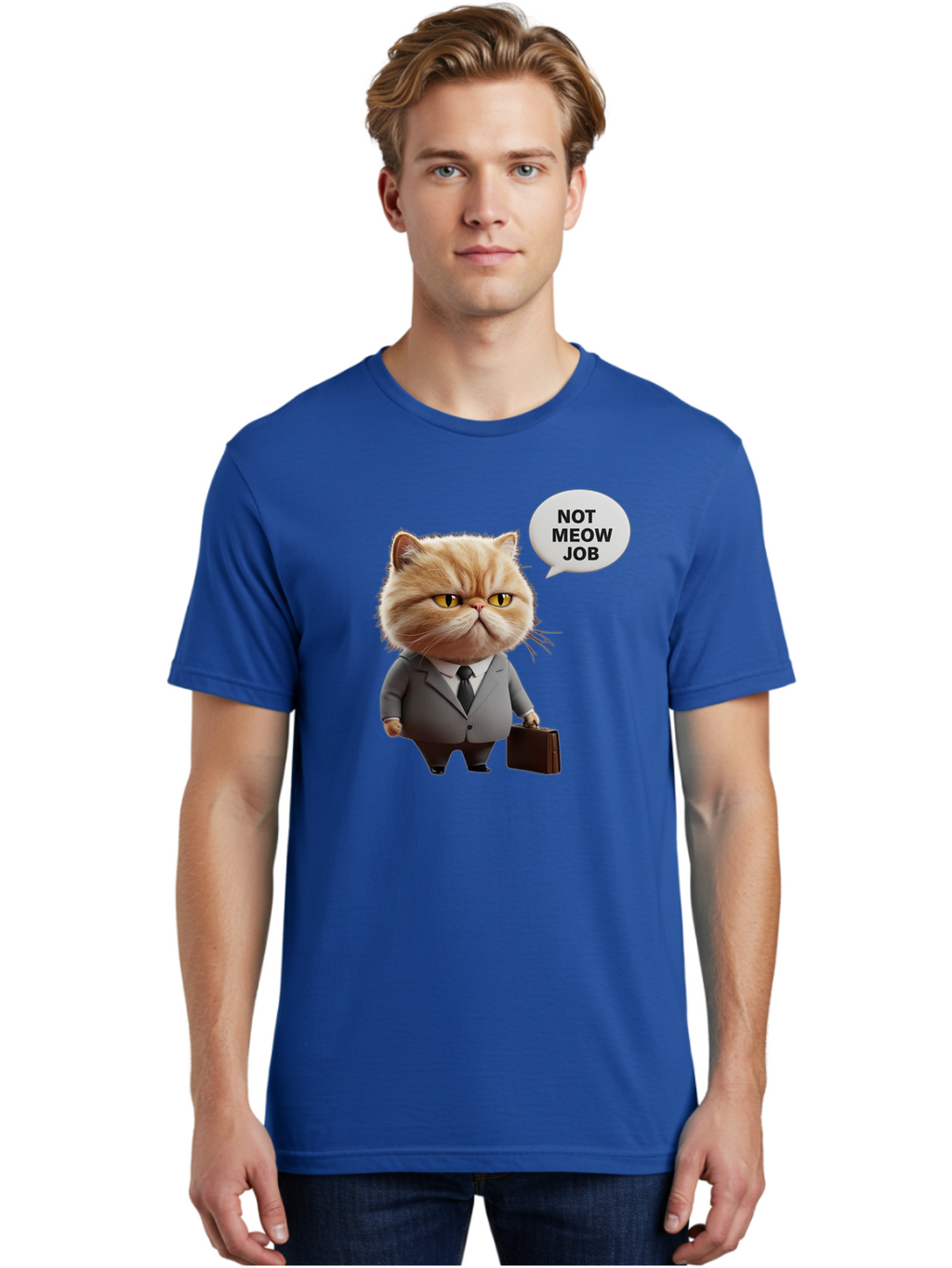 Not-Meow-Job-1 Men'S Graphic Tee, 100% Cotton, Comfortable Casual Summer Wear, Machine Washable, Vintage Camera, Old Camera, Antique Camera, Black Camera, Classic Photography, Photography Equipment, Nostalgic Device, Film Camera, Camera Art Bam986