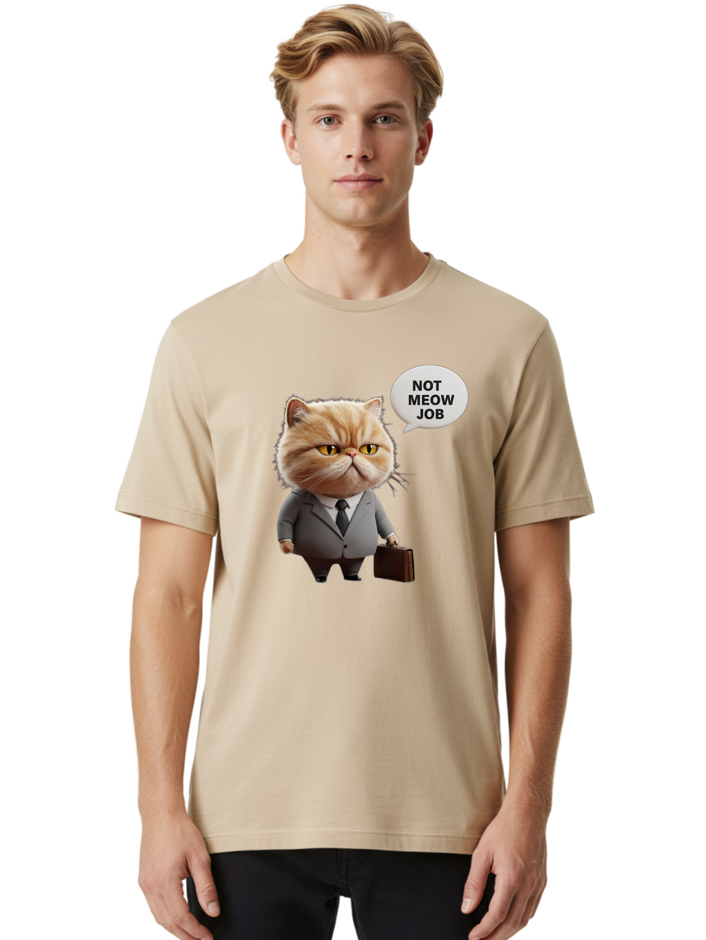 Not-Meow-Job-1 Men'S Graphic Tee, 100% Cotton, Comfortable Casual Summer Wear, Machine Washable, Vintage Camera, Old Camera, Antique Camera, Black Camera, Classic Photography, Photography Equipment, Nostalgic Device, Film Camera, Camera Art Bam986