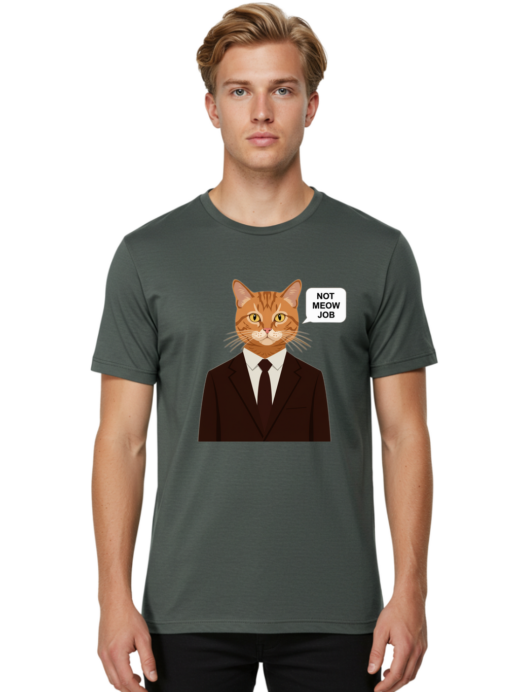 Not-Meow-Job-2 Men'S Graphic Tee, 100% Cotton, Comfortable Casual Summer Wear, Machine Washable, Vintage Camera, Old Camera, Antique Camera, Black Camera, Classic Photography, Photography Equipment, Nostalgic Device, Film Camera, Camera Art Bam987