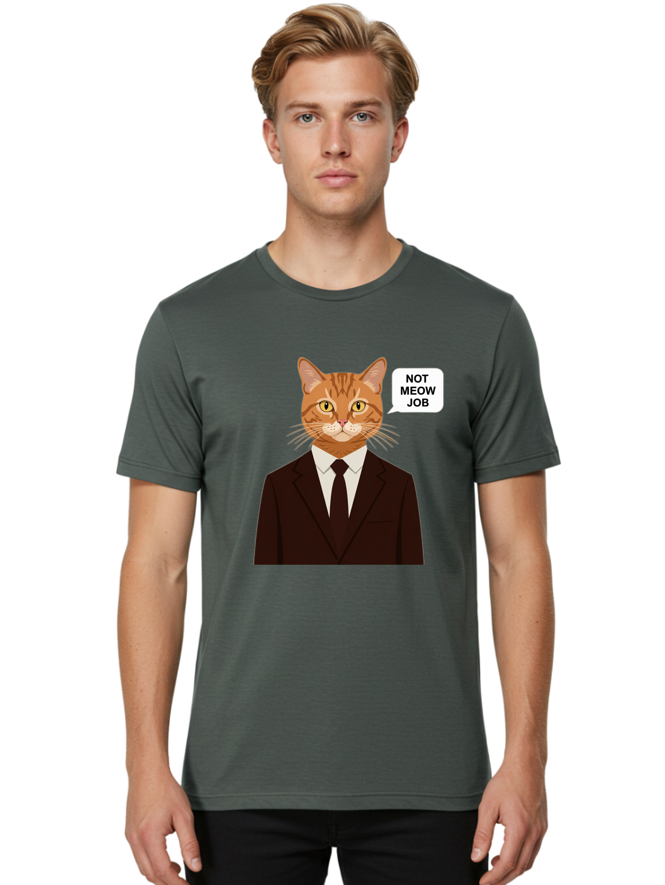 Not-Meow-Job-2 Men'S Graphic Tee, 100% Cotton, Comfortable Casual Summer Wear, Machine Washable, Vintage Camera, Old Camera, Antique Camera, Black Camera, Classic Photography, Photography Equipment, Nostalgic Device, Film Camera, Camera Art Bam987