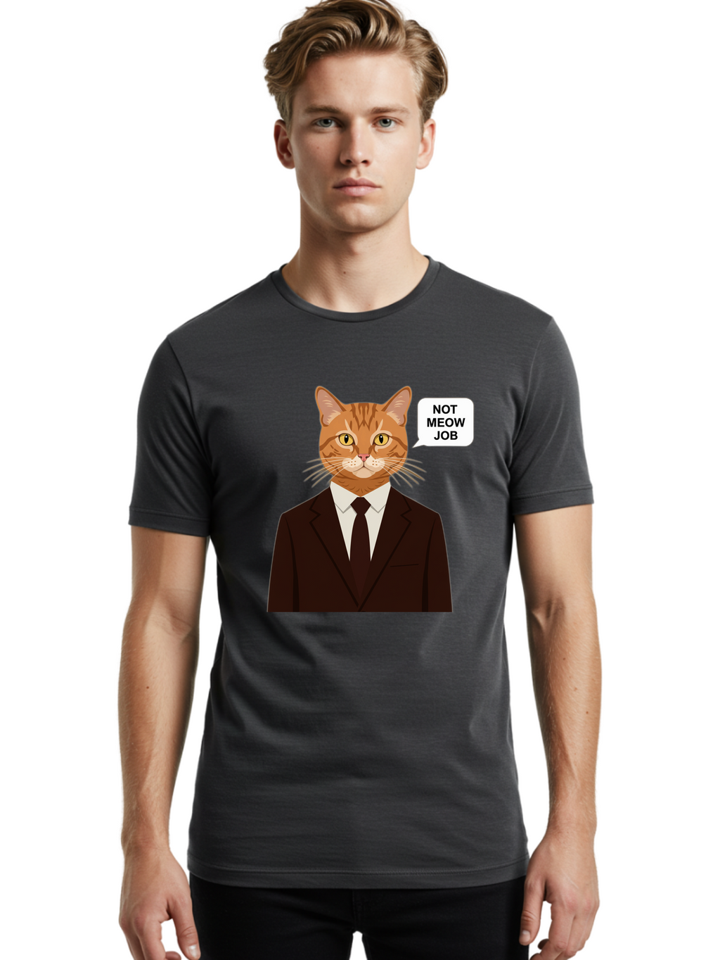 Not-Meow-Job-2 Men'S Graphic Tee, 100% Cotton, Comfortable Casual Summer Wear, Machine Washable, Vintage Camera, Old Camera, Antique Camera, Black Camera, Classic Photography, Photography Equipment, Nostalgic Device, Film Camera, Camera Art Bam987