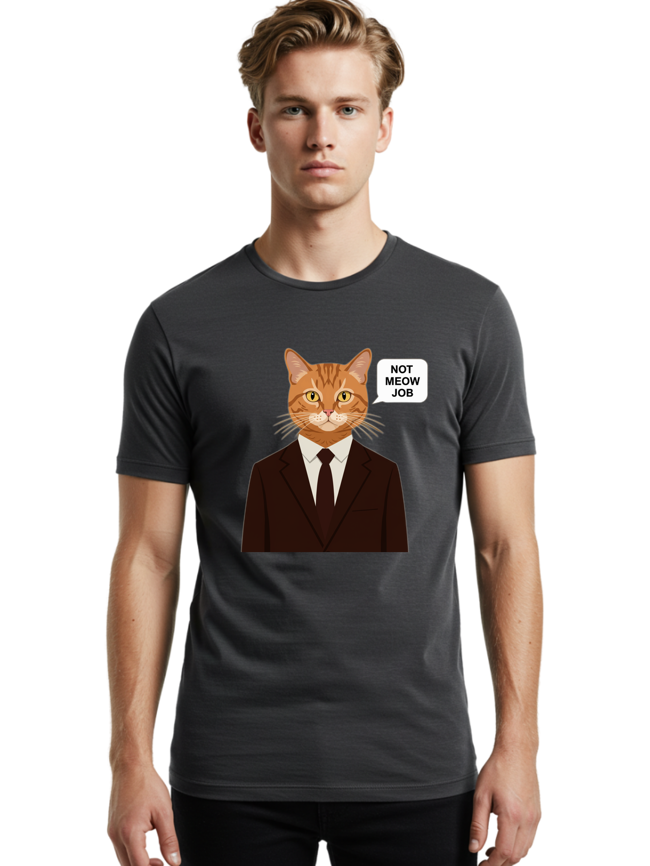 Not-Meow-Job-2 Men'S Graphic Tee, 100% Cotton, Comfortable Casual Summer Wear, Machine Washable, Vintage Camera, Old Camera, Antique Camera, Black Camera, Classic Photography, Photography Equipment, Nostalgic Device, Film Camera, Camera Art Bam987