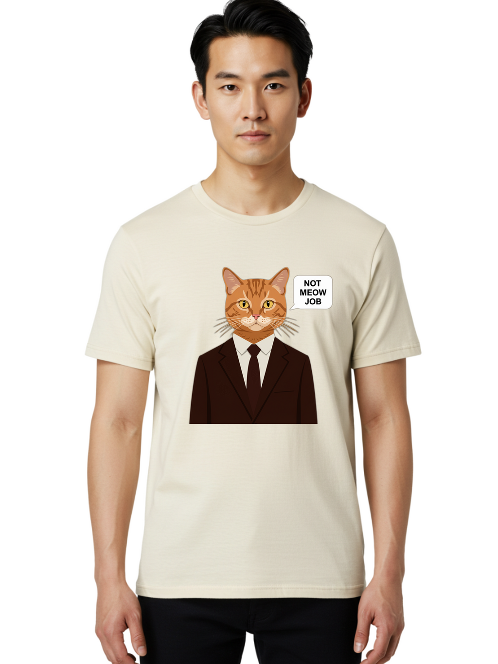 Not-Meow-Job-2 Men'S Graphic Tee, 100% Cotton, Comfortable Casual Summer Wear, Machine Washable, Vintage Camera, Old Camera, Antique Camera, Black Camera, Classic Photography, Photography Equipment, Nostalgic Device, Film Camera, Camera Art Bam987