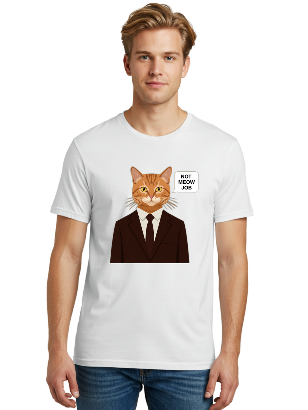 Not-Meow-Job-2 Men'S Graphic Tee, 100% Cotton, Comfortable Casual Summer Wear, Machine Washable, Vintage Camera, Old Camera, Antique Camera, Black Camera, Classic Photography, Photography Equipment, Nostalgic Device, Film Camera, Camera Art Bam987