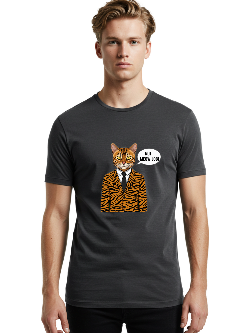 Not-Meow-Job-3 Men'S Graphic Tee, 100% Cotton, Comfortable Casual Summer Wear, Machine Washable, Vintage Camera, Old Camera, Antique Camera, Black Camera, Classic Photography, Photography Equipment, Nostalgic Device, Film Camera, Camera Art Bam988