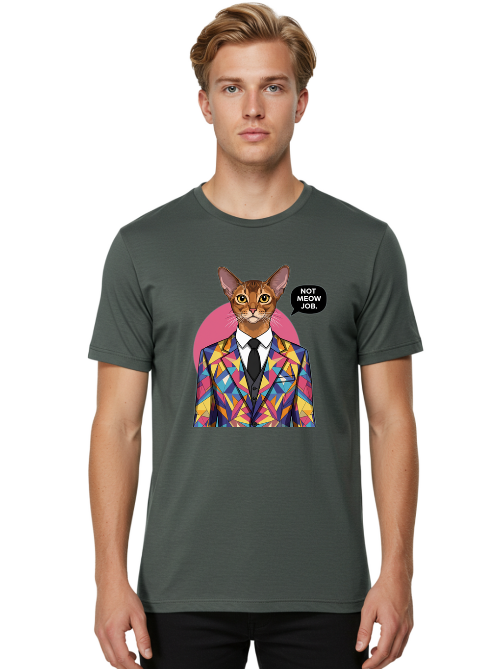 Not-Meow-Job-4 Men'S Graphic Tee, 100% Cotton, Comfortable Casual Summer Wear, Machine Washable, Vintage Camera, Old Camera, Antique Camera, Black Camera, Classic Photography, Photography Equipment, Nostalgic Device, Film Camera, Camera Art Bam989