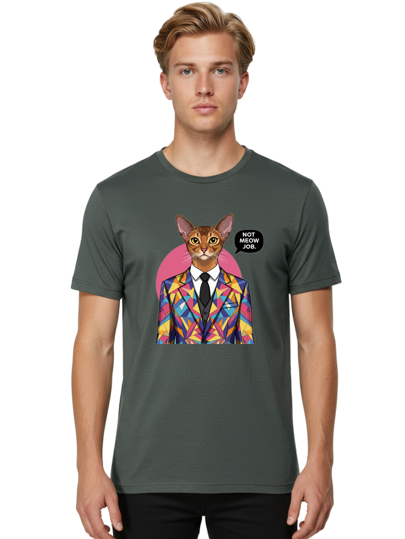 Not-Meow-Job-4 Men'S Graphic Tee, 100% Cotton, Comfortable Casual Summer Wear, Machine Washable, Vintage Camera, Old Camera, Antique Camera, Black Camera, Classic Photography, Photography Equipment, Nostalgic Device, Film Camera, Camera Art Bam989