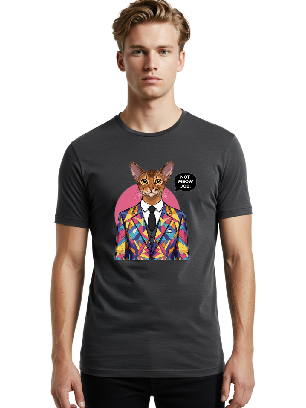 Not-Meow-Job-4 Men'S Graphic Tee, 100% Cotton, Comfortable Casual Summer Wear, Machine Washable, Vintage Camera, Old Camera, Antique Camera, Black Camera, Classic Photography, Photography Equipment, Nostalgic Device, Film Camera, Camera Art Bam989