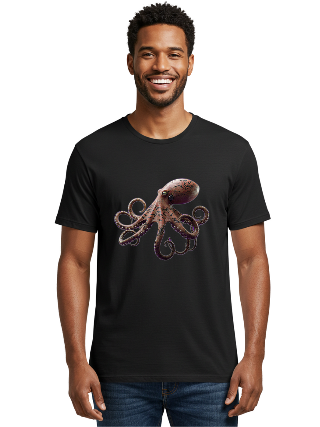 Octopus-1 Men'S Graphic Tee, 100% Cotton, Comfortable Casual Summer Wear, Machine Washable, Vintage Camera, Old Camera, Antique Camera, Black Camera, Classic Photography, Photography Equipment, Nostalgic Device, Film Camera, Camera Art Bam992