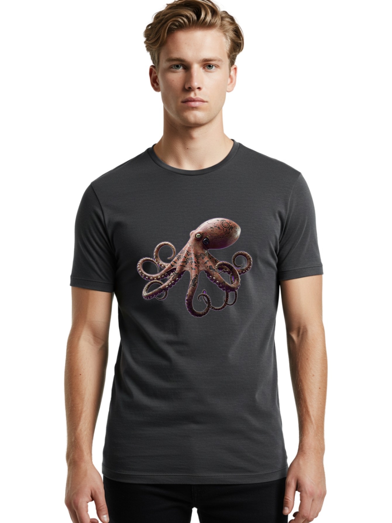 Octopus-1 Men'S Graphic Tee, 100% Cotton, Comfortable Casual Summer Wear, Machine Washable, Vintage Camera, Old Camera, Antique Camera, Black Camera, Classic Photography, Photography Equipment, Nostalgic Device, Film Camera, Camera Art Bam992