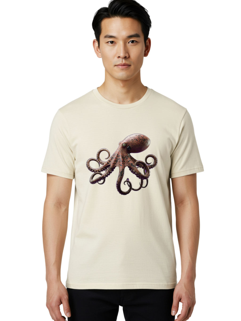 Octopus-1 Men'S Graphic Tee, 100% Cotton, Comfortable Casual Summer Wear, Machine Washable, Vintage Camera, Old Camera, Antique Camera, Black Camera, Classic Photography, Photography Equipment, Nostalgic Device, Film Camera, Camera Art Bam992