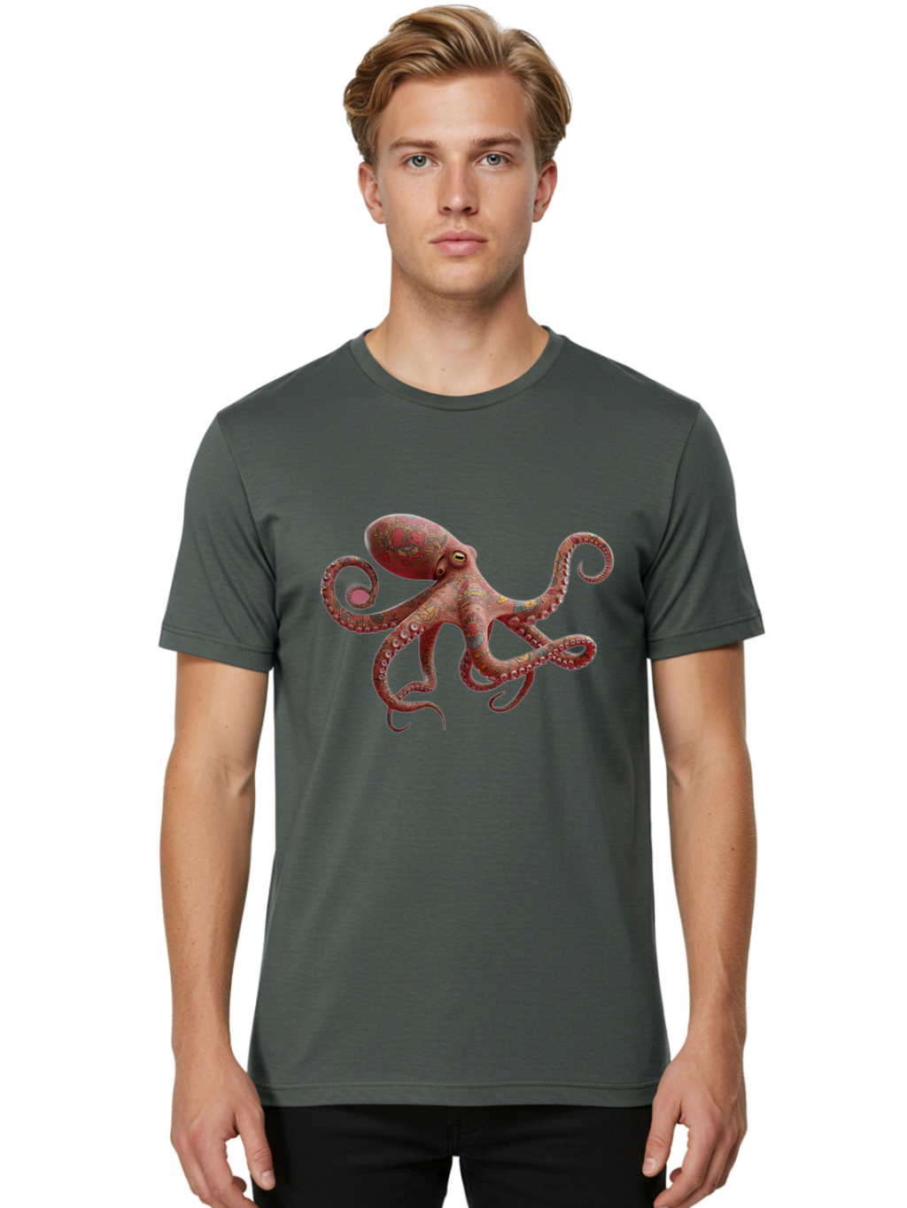 Octopus-2 Men'S Graphic Tee, 100% Cotton, Comfortable Casual Summer Wear, Machine Washable, Vintage Camera, Old Camera, Antique Camera, Black Camera, Classic Photography, Photography Equipment, Nostalgic Device, Film Camera, Camera Art Bam993