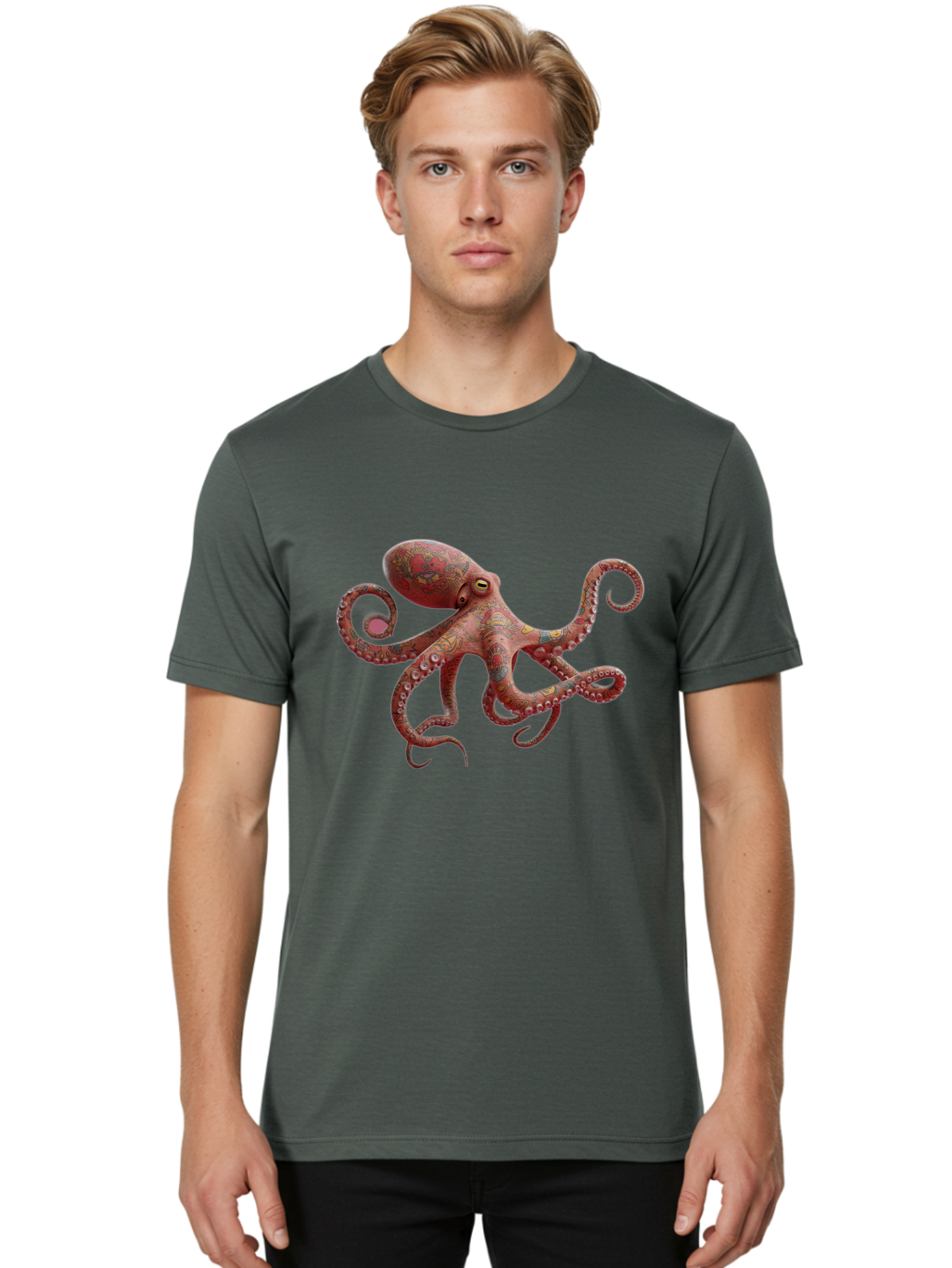 Octopus-2 Men'S Graphic Tee, 100% Cotton, Comfortable Casual Summer Wear, Machine Washable, Vintage Camera, Old Camera, Antique Camera, Black Camera, Classic Photography, Photography Equipment, Nostalgic Device, Film Camera, Camera Art Bam993